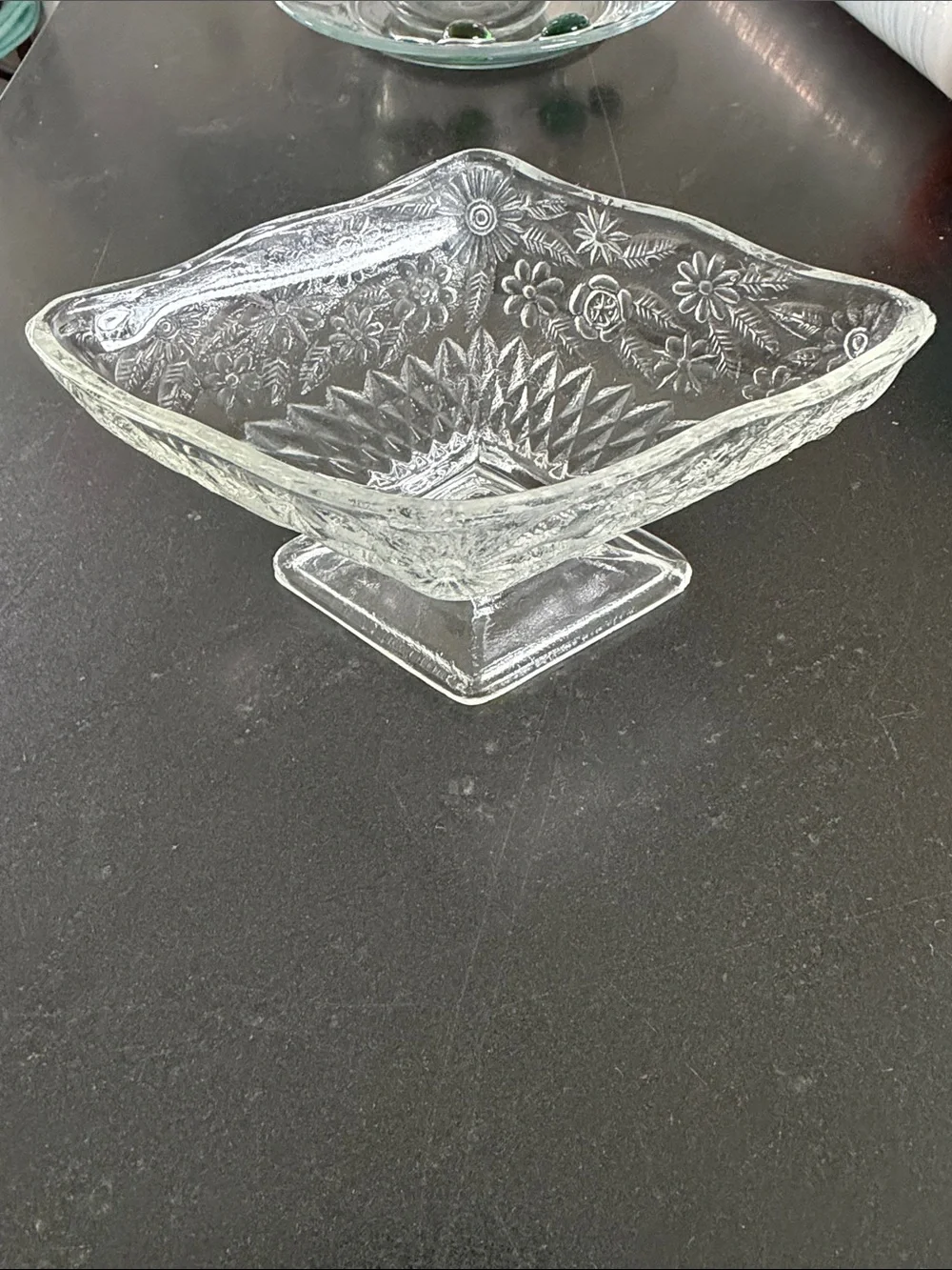 3 Piece Vintage Indiana Glass Sugar and Creamer Set - Pineapple - Floral Pattern